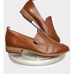 Susina Brown Leather Kellen Loafer Shoes 10 Almond Toe Slip On Business Casual